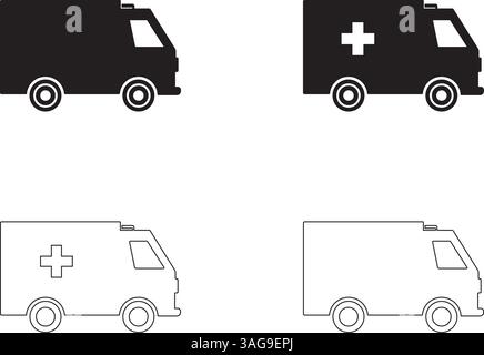 ambulance silhouettes set vector illustration Stock Vector