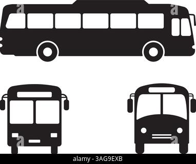 Bus silhouettes set vector illustration Stock Vector
