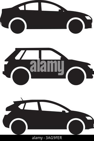 Car silhouettes set vector illustration Stock Vector