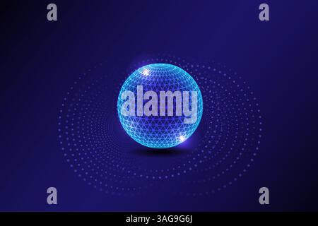 Abstract technology, global network connections and endless circles of dots, Global business concept, Vector illustration Stock Vector