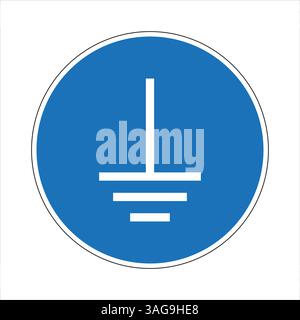Blue and white mandatory sign indicating protective earth ground, ensuring electrical safety Stock Vector