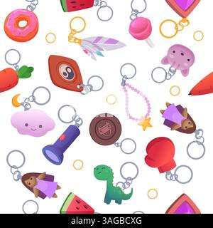 Trinket pattern. seamless background with pictures of key trinkets Stock Vector