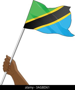 National flag Tanzania isolated waving on white background Stock Vector ...