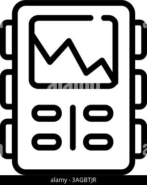 Fish finder outline icon. Fishers equipment. Way to find fish. Simple symbol of Hobby and leisure activities. Efficient fishing. Basic fishing gear. V Stock Vector
