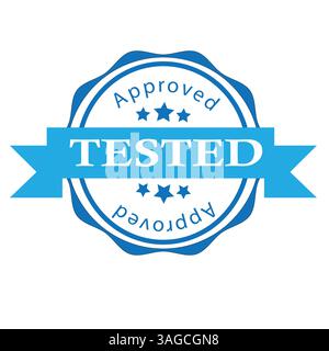 Approved  Tested Stamp Minimalist Vector Logo with Ribbon, Stars, and Official Seal Stock Vector