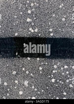 Frost Patterns Formed on Icy Surface Stock Photo