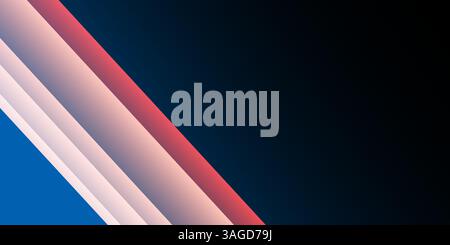A modern abstract design featuring bold diagonal red and white gradient stripes. Dark background. The dynamic composition conveys energy, motion, eleg Stock Vector