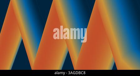 A dynamic abstract design with overlapping triangles in a zig-zag pattern. Gradient shades of orange and blue create a bold, modern look. Geometric sh Stock Vector
