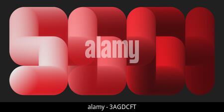 Abstract geometric background featuring interconnected curved shapes with a smooth red and white gradient. Modern and futuristic pattern, perfect for Stock Vector