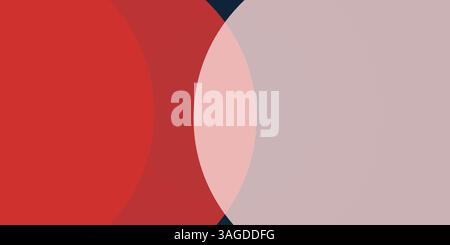 Minimalist abstract geometric design with bold red and white colors. A modern, dynamic composition with layers of curved shapes and strong contrasts, Stock Vector