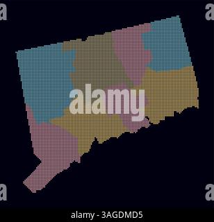 Square dots pattern map of Connecticut. Dotted pixel map with flag ...