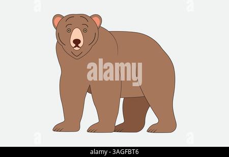 Hand drawn bear cute cartoon illustration on white background Stock Vector