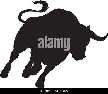 The silhouette of bull vector art Stock Vector