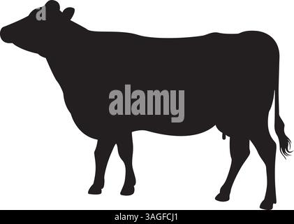 The silhouette of cow vector art Stock Vector