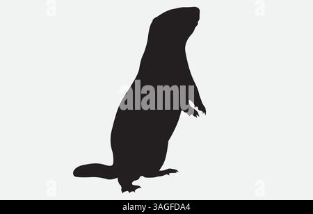 Groundhog Silhouette Vector Illustration Isolated on white background Stock Vector