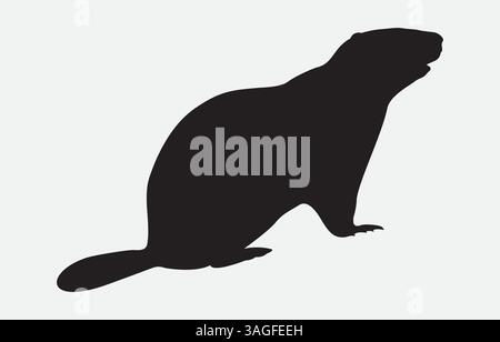 Groundhog Silhouette Vector Illustration Isolated on white background Stock Vector