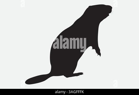 Groundhog Silhouette Vector Illustration Isolated on white background Stock Vector