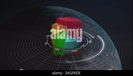 Image of statistics and financial data processing over globe Stock Photo
