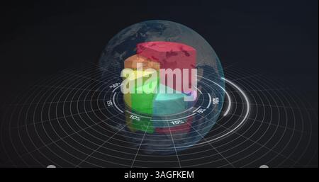 Image of statistics and financial data processing over globe Stock Photo