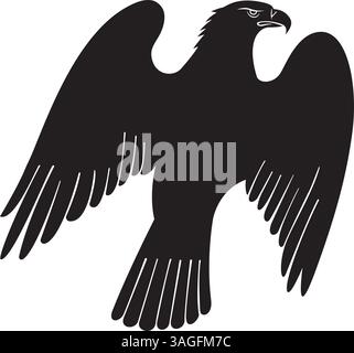 The silhouette of wild eagle vector art Stock Vector