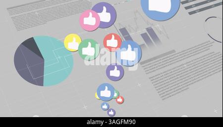 Image of icons over statistics Stock Photo