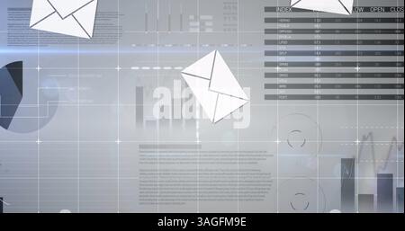 Image of icons over statistics Stock Photo