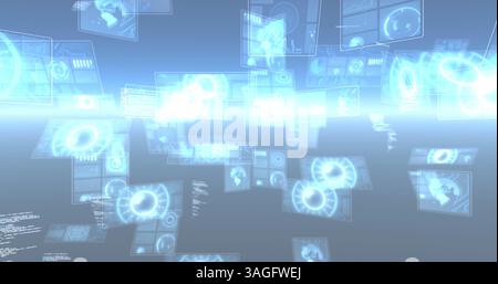 Image of red dots over scope scanning on black background Stock Photo