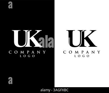 UK, KU modern letter logo design with black and white color that can be used for creative business and company Stock Vector