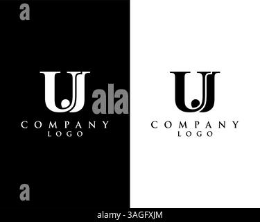 UJ, JU modern letter logo design with black and white color that can be used for creative business and company Stock Vector