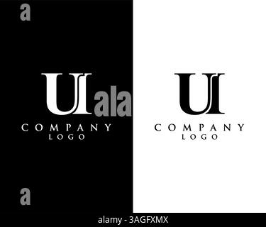 UI, IU modern letter logo design with black and white color that can be used for creative business and company Stock Vector