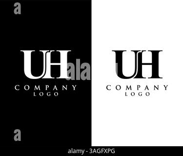 UH, HU modern letter logo design with black and white color that can be used for creative business and company Stock Vector