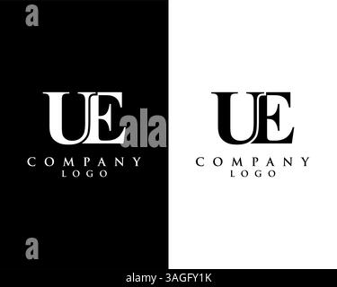 Creative colorful letter UE u e logo with leading lines and road ...