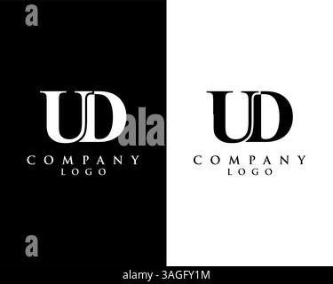 UD, DU modern letter logo design with black and white color that can be used for creative business and company Stock Vector