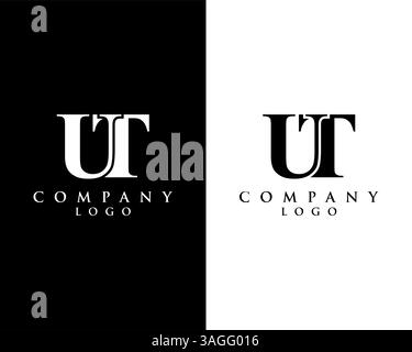 UT, TU modern letter logo design with black and white color that can be used for creative business and company Stock Vector