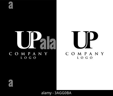 UP, PU modern letter logo design with black and white color that can be used for creative business and company Stock Vector