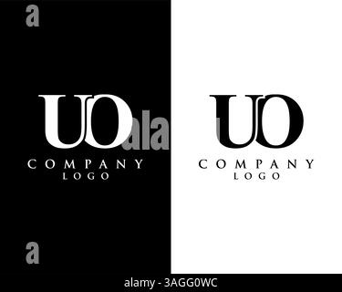 UO, OU modern letter logo design with black and white color that can be used for creative business and company Stock Vector