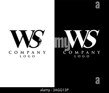 letter WS, SW logo type company name black and white design. vector logo for business and company identity Stock Vector