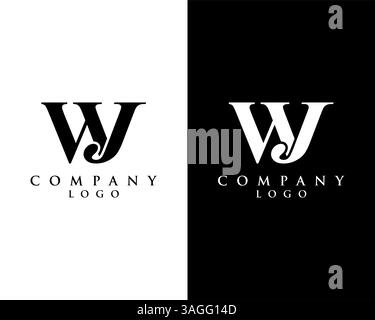letter WJ, JW logo type company name black and white design. vector logo for business and company identity Stock Vector