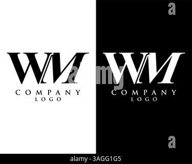 letter WM, MW logo type company name black and white design. vector logo for business and company identity Stock Vector