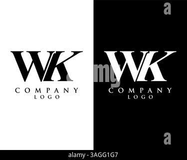 letter WK, KW logo type company name black and white design. vector logo for business and company identity Stock Vector