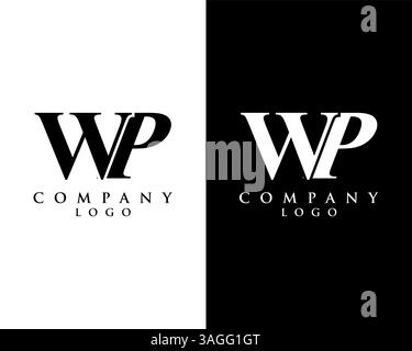 letter WP, PW logo type company name black and white design. vector logo for business and company identity Stock Vector