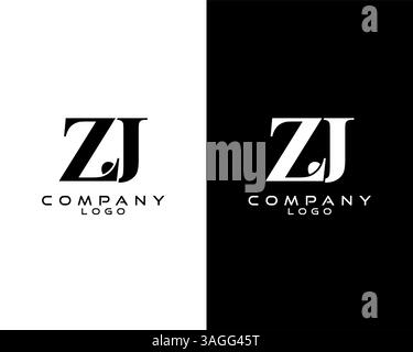 ZJ, JZ letter logo black and white color vector for business and company Stock Vector