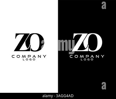ZO, OZ letter logo black and white color vector for business and company Stock Vector