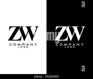 ZW, WZ company linked letter modern letter logo black and white color vector for business and company Stock Vector