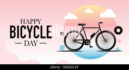 Geometric Bicycle Day: Blended Colors & Modern Ride Stock Vector