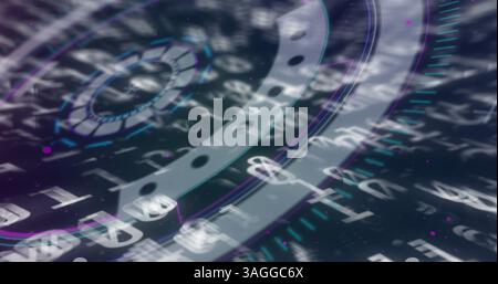 Image of scope scanning over binary coding in background Stock Photo