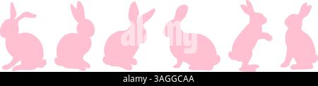 Easter bunny rabbits in different poses.Vector Easter painted rabbit. Spring icons. Stock Vector