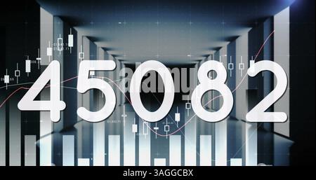 Image of numbers changing over statistics and data processing Stock Photo