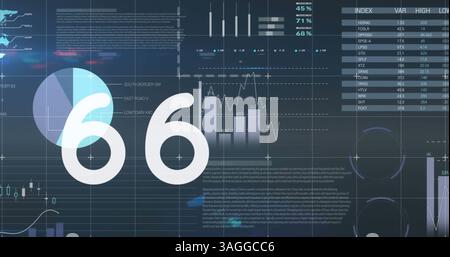Image of numbers changing over statistics and data processing Stock Photo