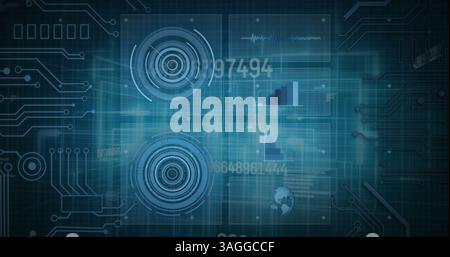 Image of scopes scanning, numbers changing and data processing Stock Photo